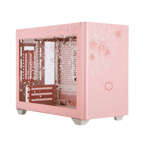 桜の模様が入ったピンク色のパソコンケース