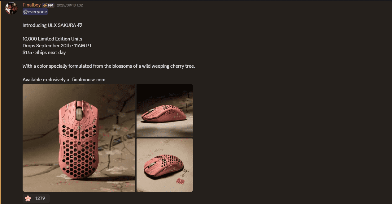 新品未開封　限定　Finalmouse ULX Sakura Medium ULX Sakura – Finalmouse