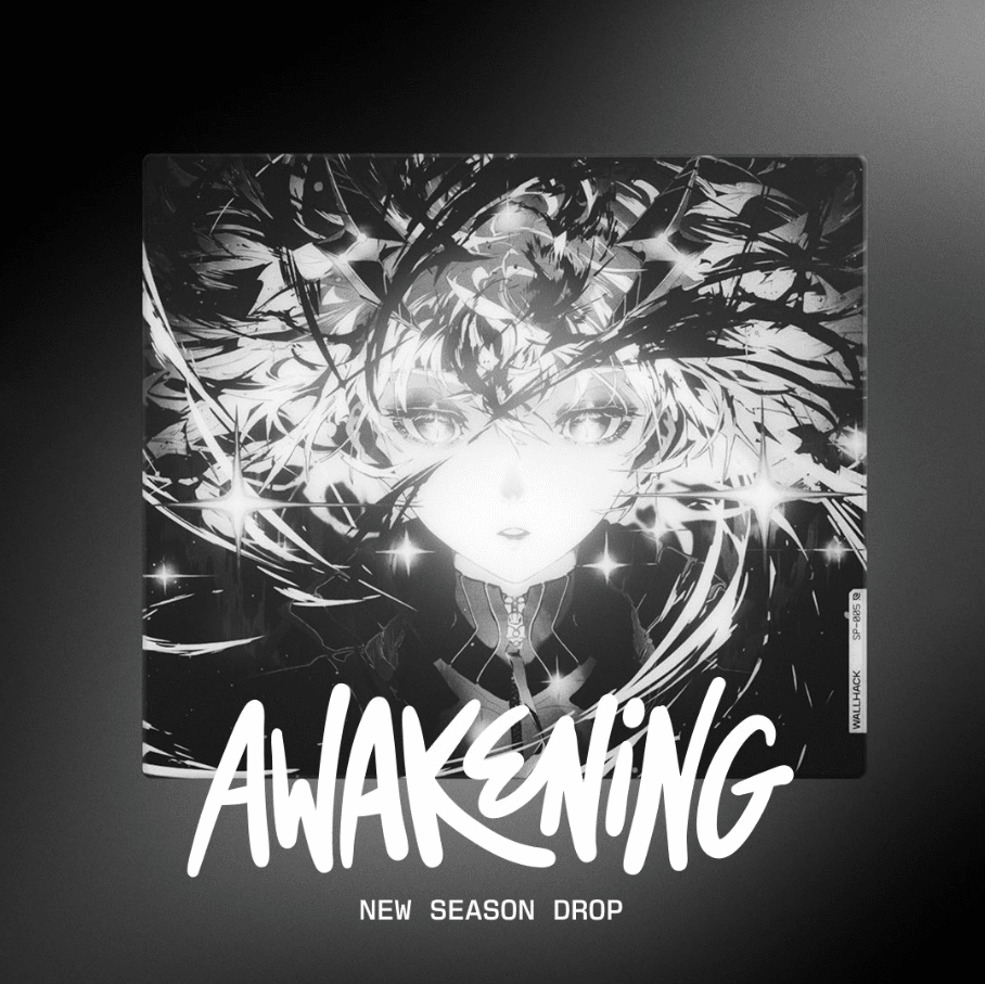 光を放つ髪のモノクロアニメ女性イラスト AWAKENING新作発表