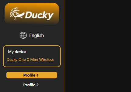 Ducky One X Mini Wirelessキーボードの設定画面