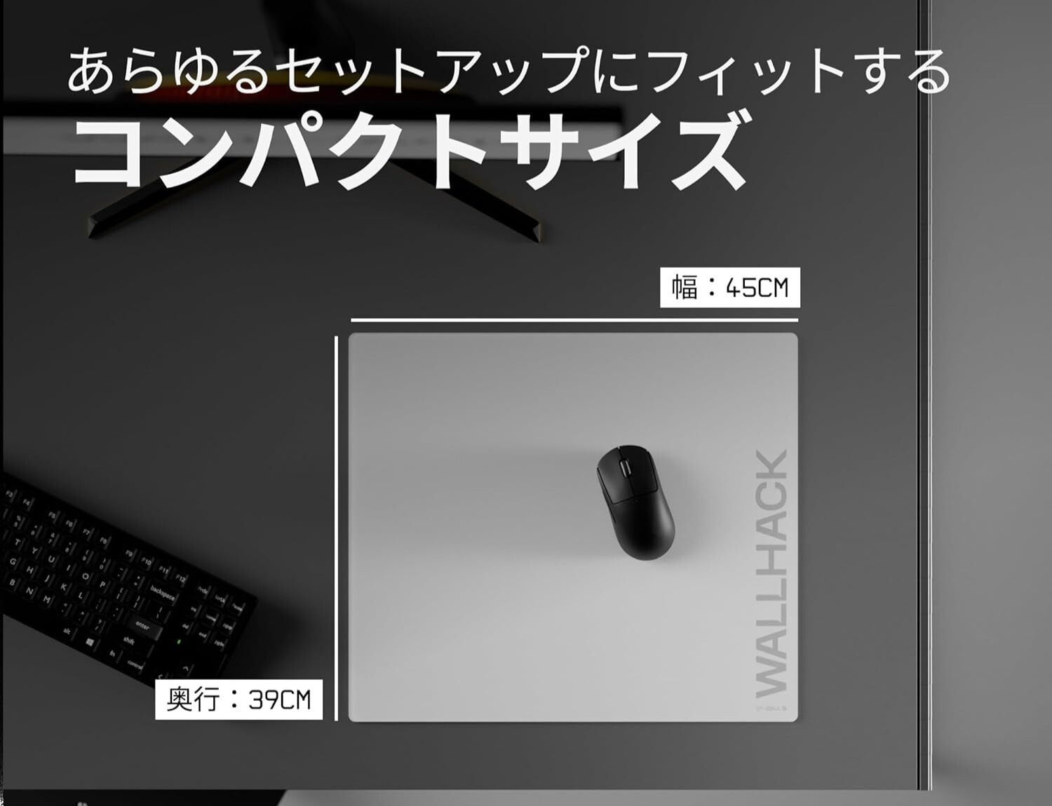 幅45cm奥行39cmのWALLHACKマウスパッドとマウス