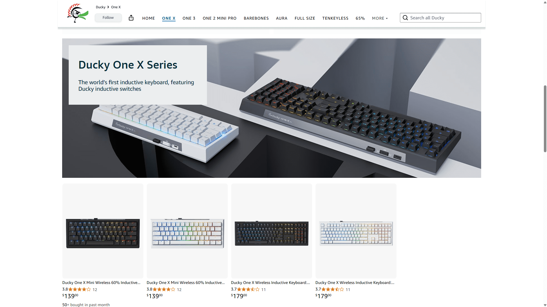 Ducky One Xシリーズのキーボード製品一覧ページ