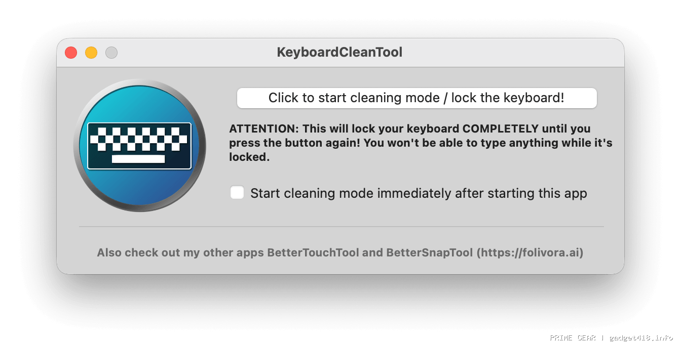 KeyboardCleanToolの画面