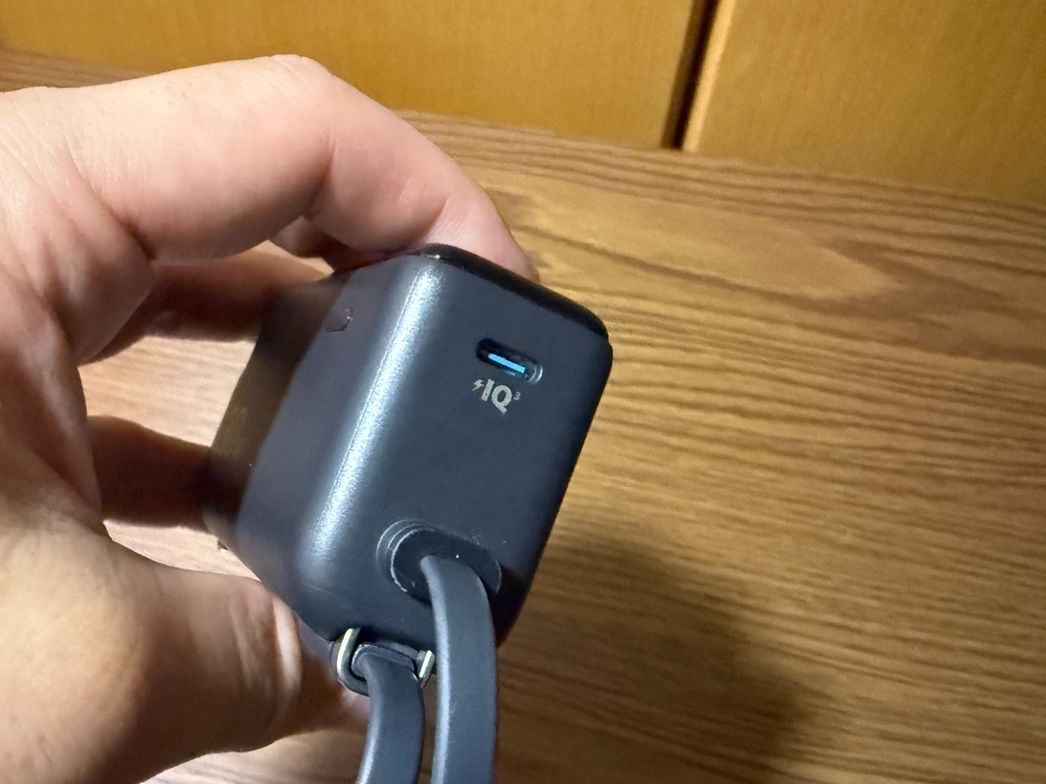 人が持つ急速充電器