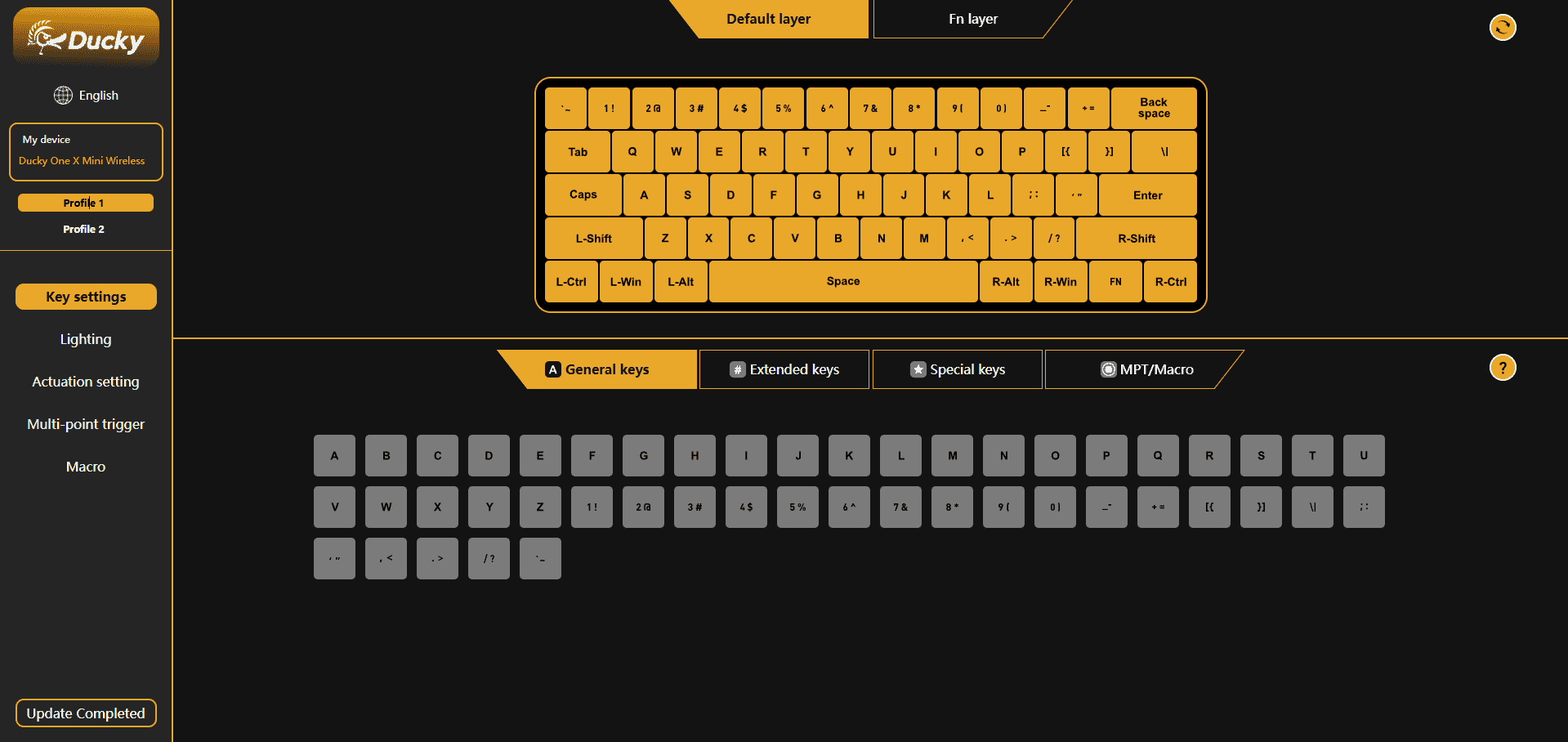キーボード設定画面