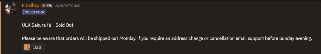 ULX Sakura 桜 売り切れのお知らせ
