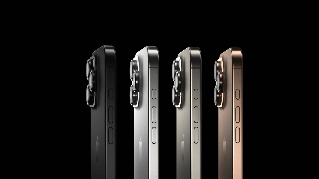 黒、白、グレー、ゴールドのiPhoneの側面図